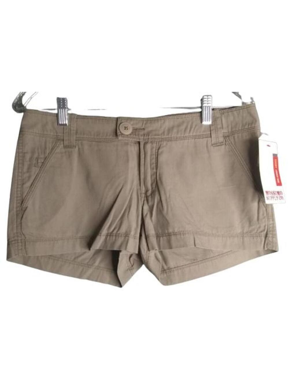 Mossimo Lowest Rise Flat Front Khaki Shorts Juniors Size 5 Brown